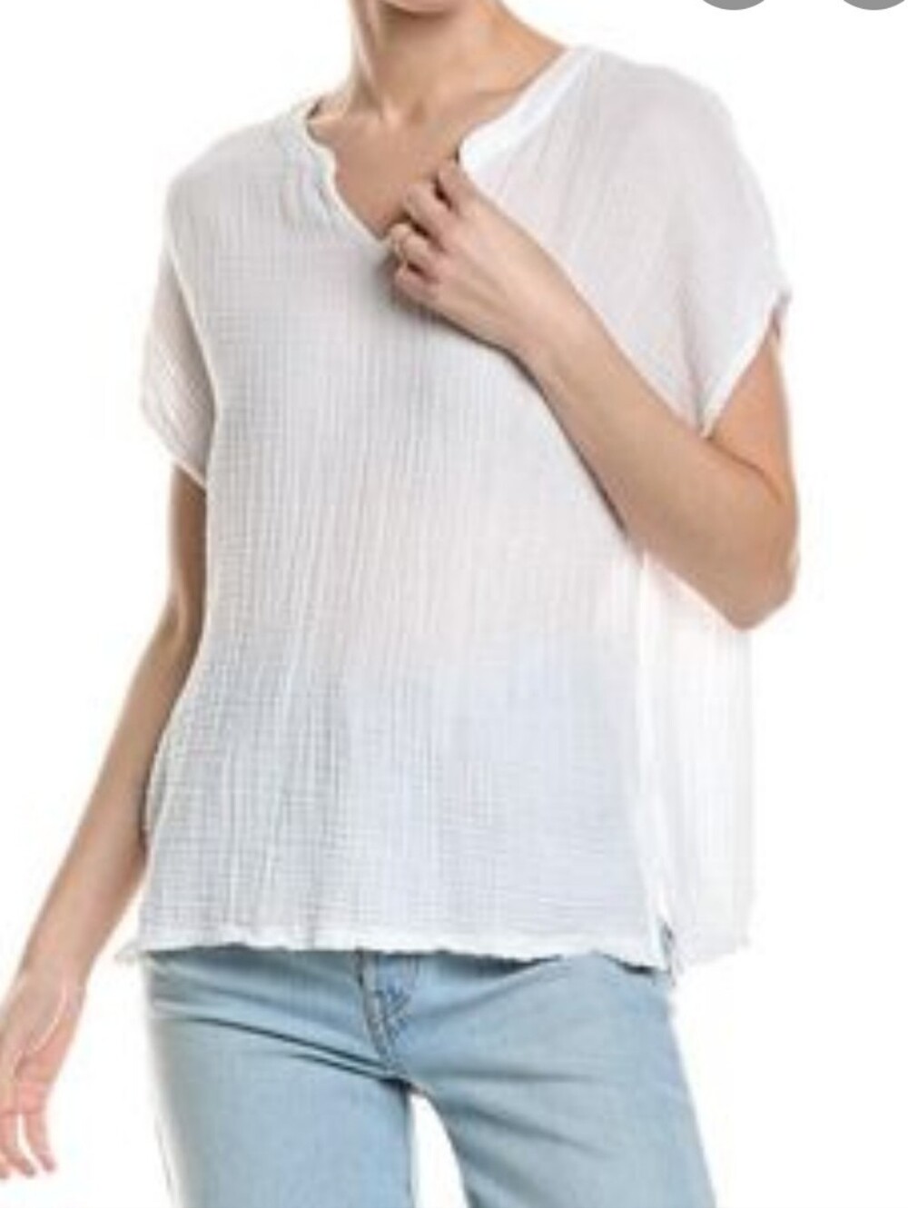 Michael Stars Womens  Naomi Gauze Top, White Large